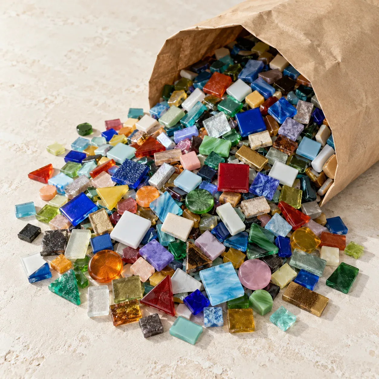 Mosaïque en vrac, verre multicolore 2 kg