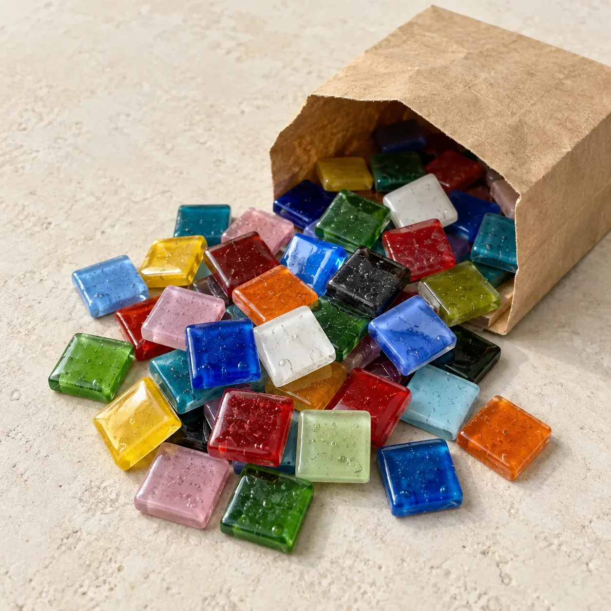 Pâte de verre 2 × 2 cm, assortiment multicolore
